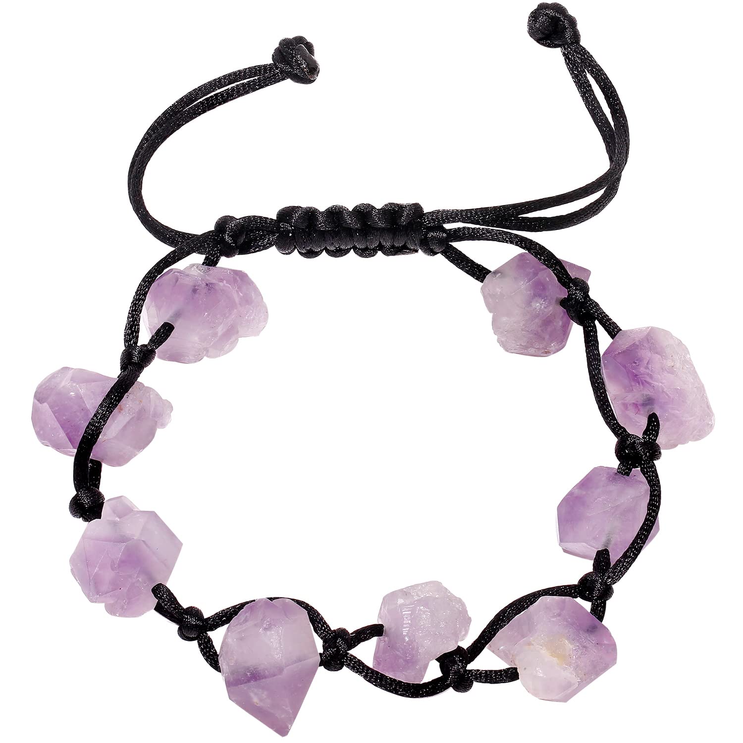 Wizock Raw Drusy Quartz Amethyst Friendships Bracelets Chakra Reiki Genuine Irregular Crystals and Stones Braided Adjustable Handmade Bracelet for women