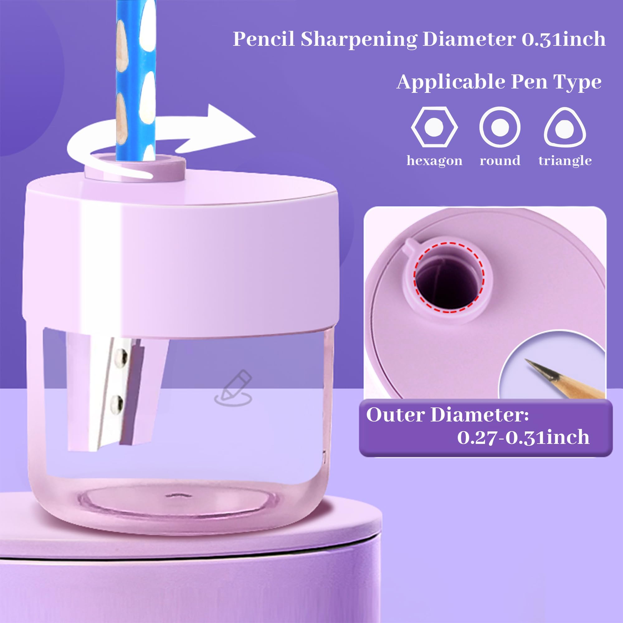 Pencil Sharpener, 3 Pack Single Hole Manual Pencil Sharpeners - for Colored Pencils, Classroom & Portable Sharpeners, Kids, Adults, Travel, School, Office