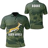 South Africa Springboks Bokke Rugby Unisex Adult Polo Shirt, Mens Polo Shirts for Gifts, Short Sleeve Men's Shirt Colorful