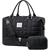 LOVEVOOK Large Duffle Bag for Travel, Puffer Weekend Bags for Women Travel Tote, Carry on Duffel Bag for Airplanes, 18 Inch Personal Item Bag Gym Bag Women, Black