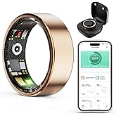Heraphus Smart Wellness Ring, Stylish Fitness Tracker with Heart Rate, Blood Oxygen, Blood Pressure, Sleep & Step Monitor. IP68 Waterproof, No Subscription, iOS & Android Compatible (Gold, 7)