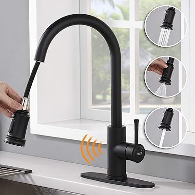 Buy Amazing Force Touchless Kitchen Faucet With 3 Modes Pull Down Sprayer Single Handle Automatic Motion Sensor Kitchen Sink Faucet With Fingerprints Resistant Matte Black Online In Indonesia B08g8h35hp