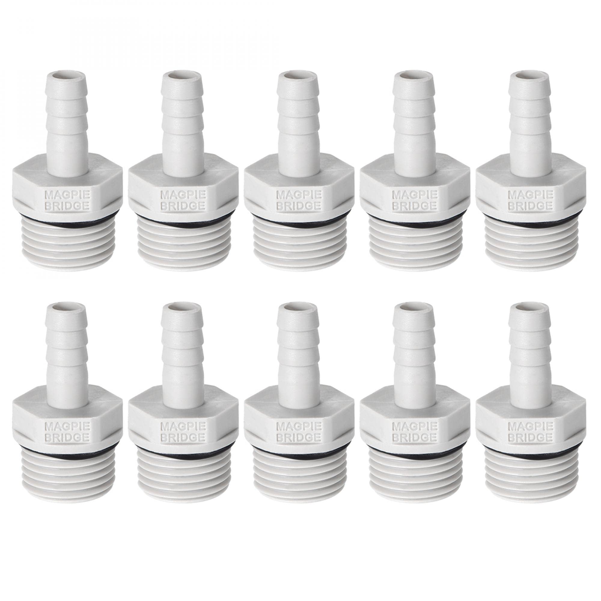 sourcing map PVC Barb Hose Fitting Connector Adapter 8mm or 5/16" Barbed x 1/2" G Male Pipe 10pcs