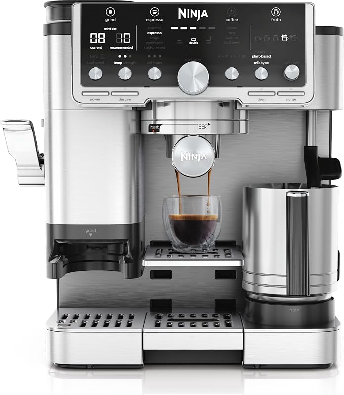Luxe Café Pro 3-in-1- Kaffeemaschine mit integriertem Tamper, Silber