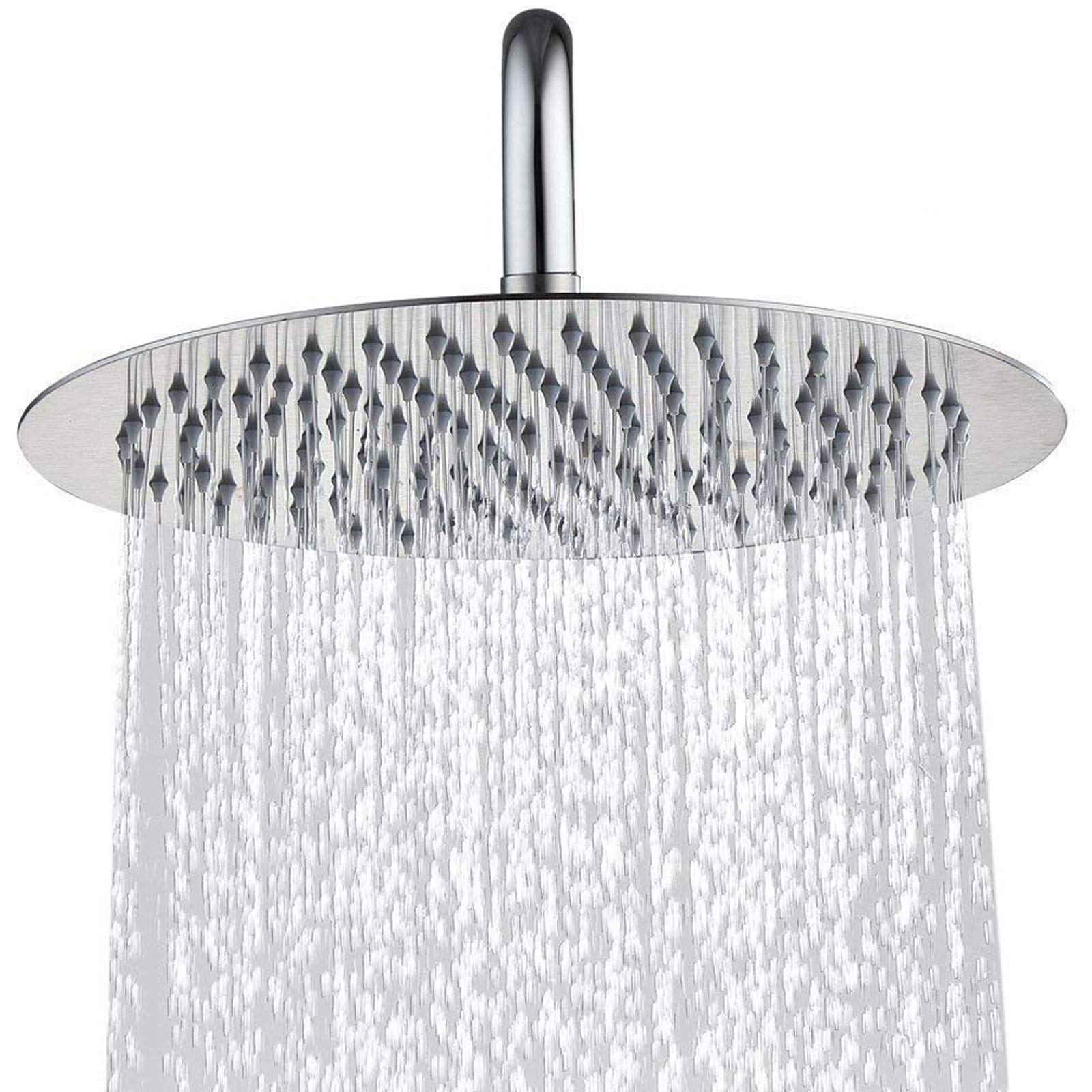 Topmail 12 Inch Round Fixed Shower Head Rainfall 304 Stainless Steel High Pressure Top Spray Overhead Bathroom Rainfall Showerhead