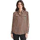 Kasper Women's Long Sleeve Striped Button-Down Top