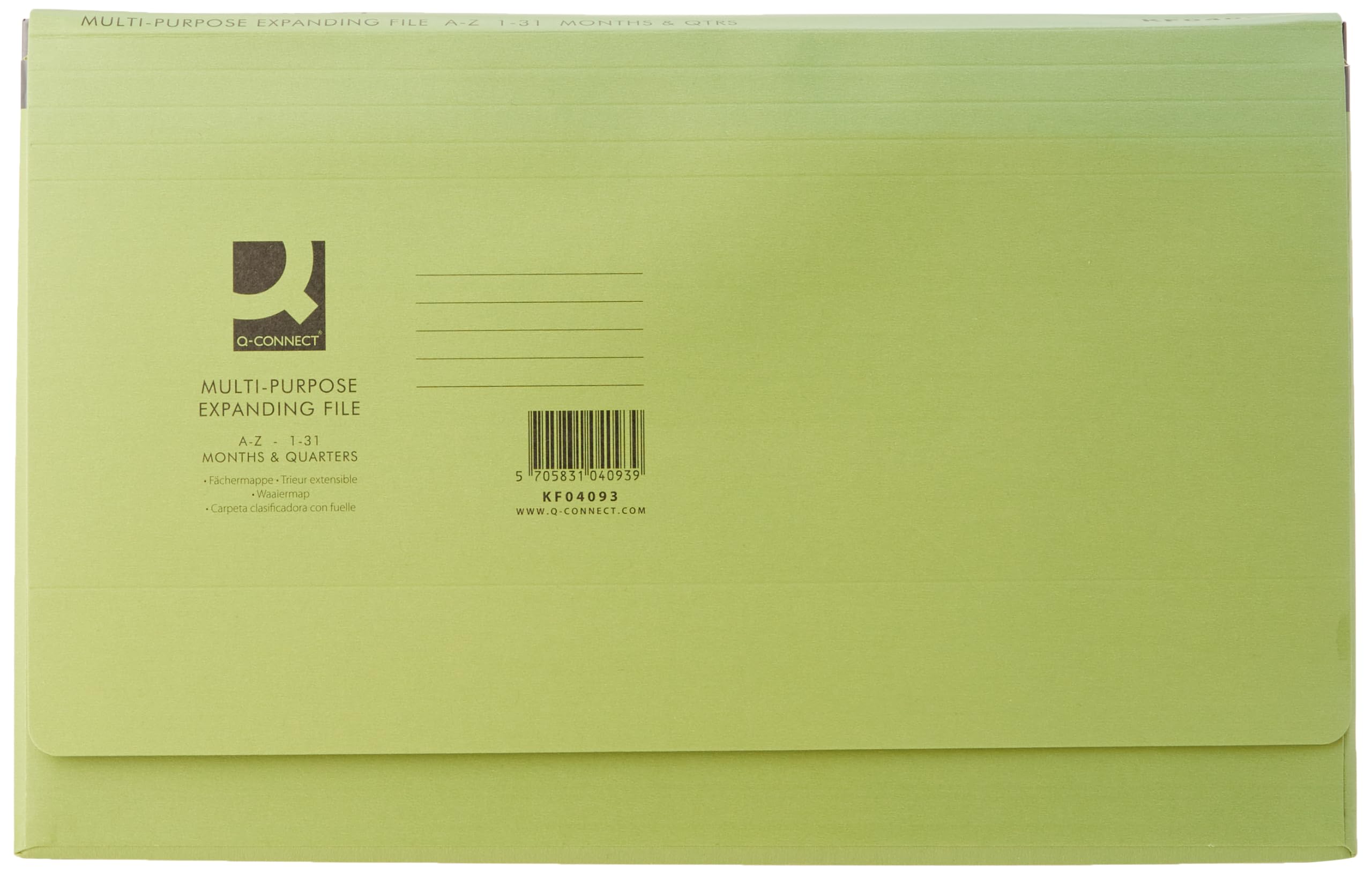 Q-Connect Multipurpose Expanding File Foolscap 16 Pocket Manilla / Green