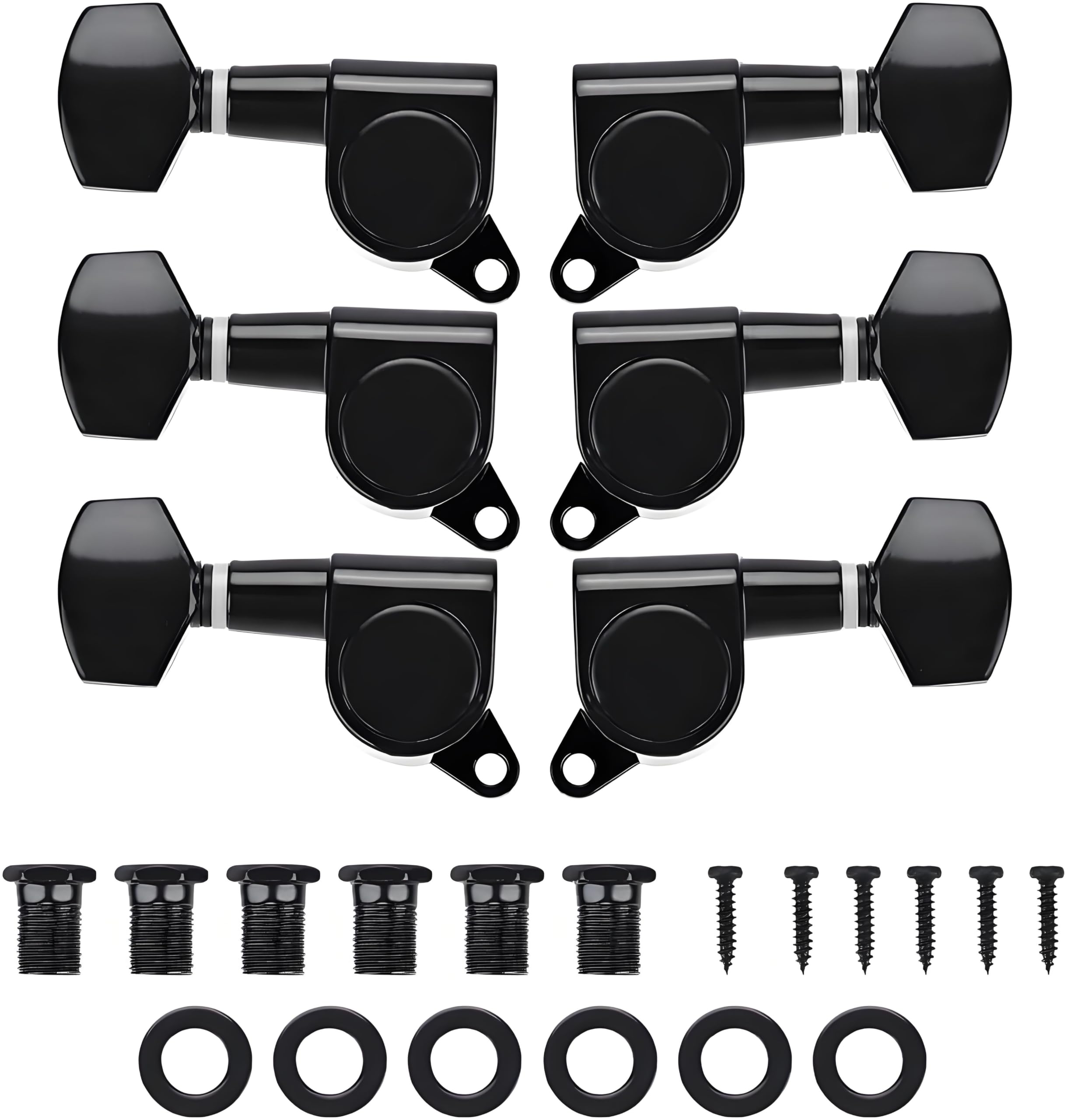 3L3R Guitar Tuning Pegs, Black Enclosed Locking Tuners Zinc Alloy Square Machine Heads …