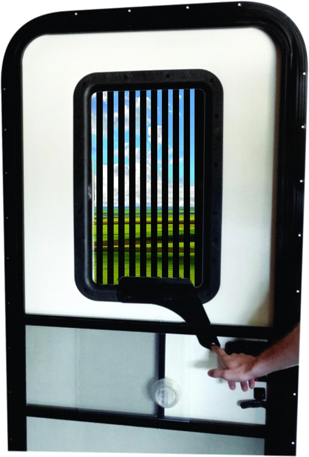RV Door Window CloZures Shade Controls Sun Glare Privacy Outside View by Moving fingertip Lever Without Opening Screen Door Kit Includes Clear B0795XS3VB
