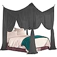 Just Relax Four Corner Post Decorative Elegant Bed Net Canopy Set, Fits Full, Queen and King Bed Sizes, Can Be Used with Or Without Four-Post Bed (Black)