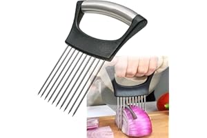 QPEY Stainless Steel Onion Holder for Slicing,Onion Slicer Holder,Onion Cutter for Slicing of Onions,Tomatoes,Avocados,Eggs and Other Vegetables,KItchen Utensils