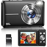 Digital Camera, Latest FHD 1080P Digital Camera for Teens with SD Card Anti Shake Point and Shoot Cameras Portable 16X Zoom Compact Small Cameras for Kids Boys Girls Seniors with Wrist Strap