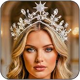 JAKAWIN Star Tiara and Crown Rhinestone Headband Celestial Hair Accessories | Silver Sparkly Headpiece for Women