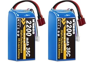 MVMOD 3S 11.1V LiPo Battery 2 Pack, 2200mAh 35C Lipo Battery with Dean-T Connector for RC Car RC Airplane RC Boat RC Quadcopter Helicopter FPV Drone (2pcs)