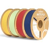 ELEGOO Matte PLA 3D Printer Filament Bundle 4KG 1.75mm 4 Colors | Blue/Ruby Red/Mint Green/Sunshine Yellow, Dimensional Accuracy +/- 0.02mm, 1kg Spool, Fits for Most FDM 3D Printers Navy