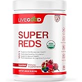 LiveGood Super Reds Organic Superfood Powder with Beetroot and Organic Pomegranate Powder, Antioxidant Fruit Blend and Red Beets Supplements for Daily Energy (30 Servings)