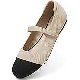Arromic Ballet Flats for Women Round Toe Mary Jane Shoes Comfortable Dressy Women Flats Adjustable Straps Washable Knit Slip On Shoes