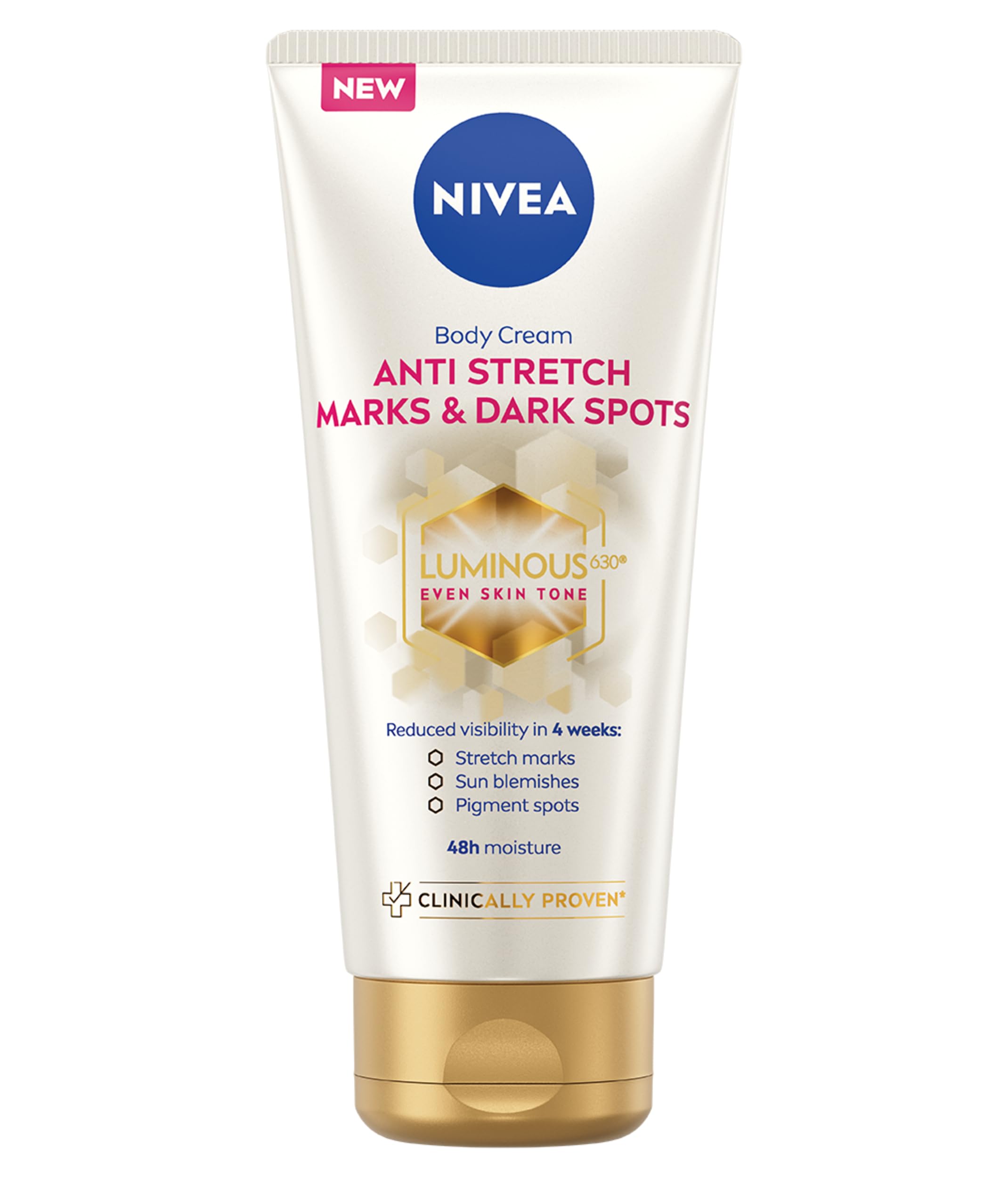NIVEA Luminous 630 Anti Stretch Marks & Dark Spots Body Cream (200ml), 48-Hour Moisturising Cream Reduces Stretch Marks, Sun Blemishes and Pigment Spots, With Thiamidol