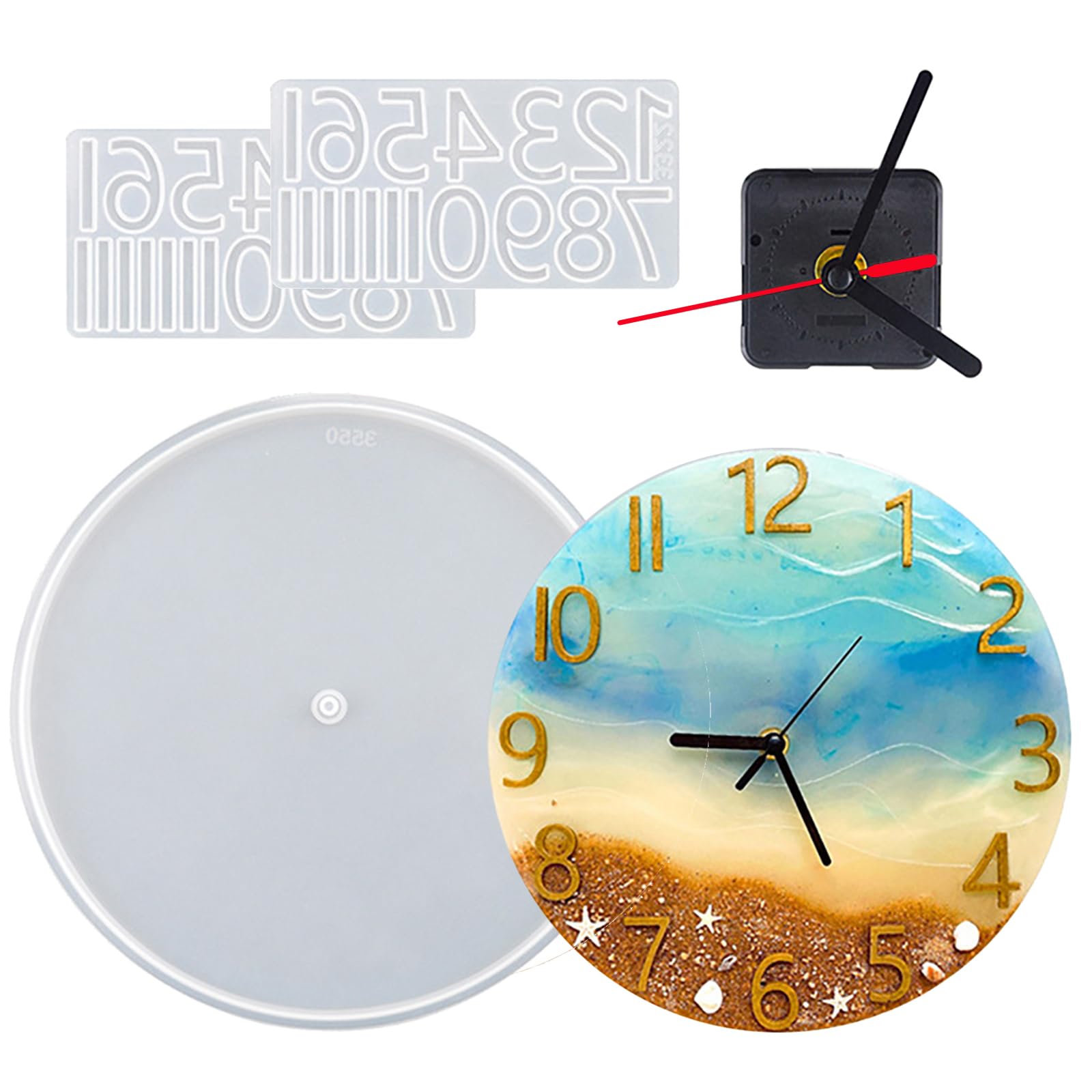 Photo 1 of Resin Clock Molds,10''/14'' Roman Numerals Clock Silicone Mold with Mechanism,Resin Clock Epoxy Casting Molds for DIY Jewelry Art Crafts Home Decor Gift Wall Hanging Ornaments(Large, Arabic)