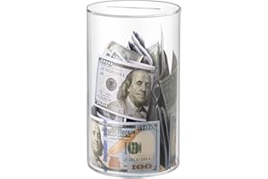 Hicocool Clear Piggy Bank, Acrylic Piggy Bank for Adults Must Break to Open, Clear Acrylic Piggy Bank Unopenable for Real Money Boys Girls Birthday Gift (8" H x 5" D)