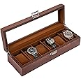 ProCase Wooden Watch Box for Men, 6 Slot Watch Display Case Mens Watch Box Organizer, Wood Watch Case for Men Watch Storage, Watch Holder Organizer with Glass Lid -6 Slot, Espresso