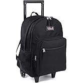 Tilami Rolling Backpack 18 inch Double Handle Wheeled Laptop Boys Girls Travel School Children Luggage Toddler Trip, Black