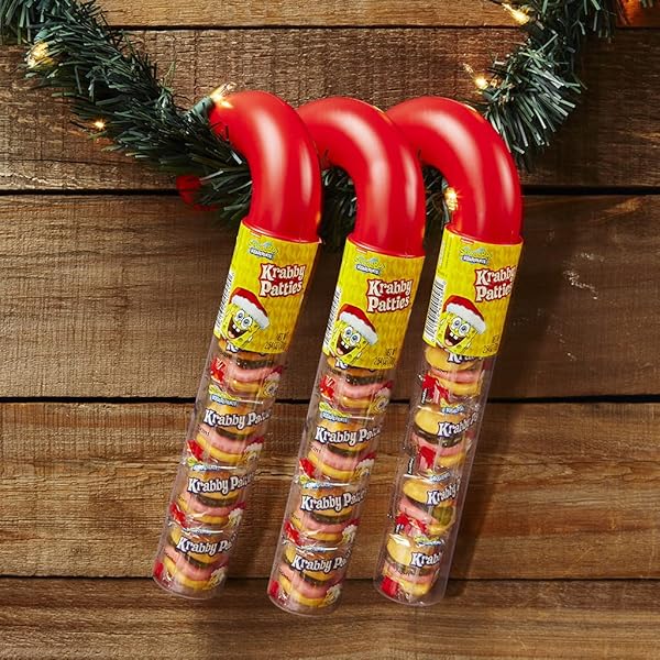 KRABBY PATTIES GUMMY CANDY, HOLIDAY CANDY CANE TUBE (3 PACK)