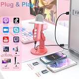zealsound K66 USB Condenser Microphone Pink, Plug & Play with Noise Cancellation view 2