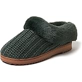 Dearfoams Women's Memory Foam Cozy Soft House Slippers Gifts for Women Hannah Knit Clog House Shoes