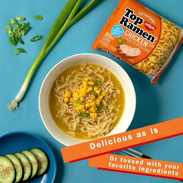 NISSIN TOP RAMEN NOODLE SOUP, CHICKEN, 3 OUNCE (PACK OF 24)