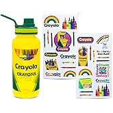 Crayola Crayon Box Retro-Style Twist Spout Plastic Water Bottle Jug and Sticker Set For Personalizing | Holds 32 Ounces