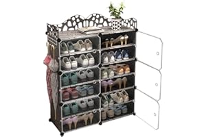 C.G Life 6-Tiers Stackable 24-30 pairs Freestanding Shoe Storage Cabinets with Adjustable Shelving,Black Shoe Shelf Organizer for Bedroom, Closet, Entryway, Dorm Room,Garage,Shoe Rack have 6 cubes