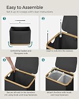 SONGMICS 130L Laundry Basket with Lid 2-Section Collapsible Oxford 600D view 8