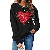 LHBNK Valentines Day Sweatshirt for Women Funny Love Heart Shirts Casual Valentine Pullover Long Sleeve Tops