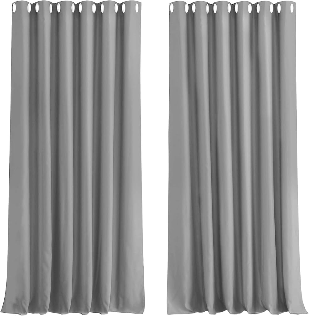 Aspire Homeware Blackout Curtains Eyelet 90x72 Inch Light Grey 2 Panel