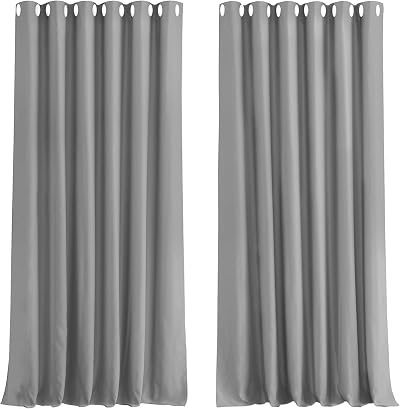 Aspire Homeware Blackout Curtains Eyelet 90x72 Inch Light Grey 2 Panel
