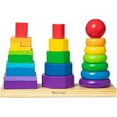 Melissa &amp; Doug Geometric Stacker - Wooden Educational Toy,25 count(pack of 1)