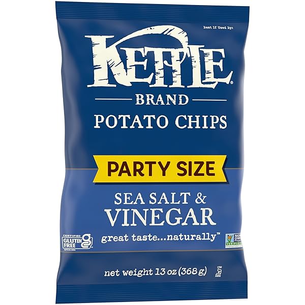 KETTLE BRAND POTATO CHIPS, SEA SALT & VINEGAR KETTLE CHIPS, PARTY SIZE, 13 OZ