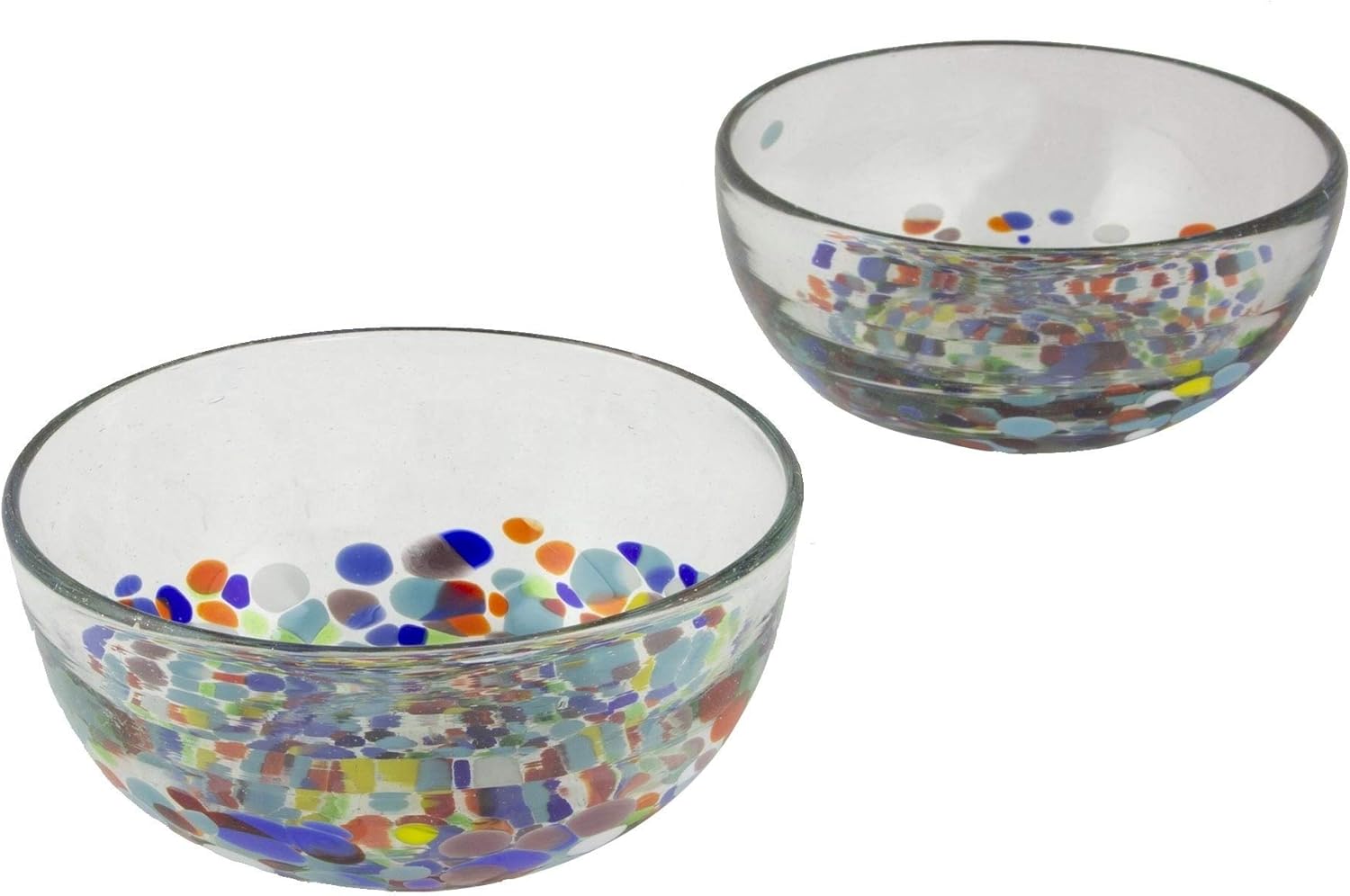 Blown Glass Bowls Confetti Festival Pair (Mexico) Multi