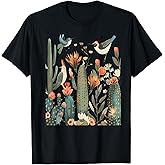 Desert Cottagecore Cactus Southwest Flowers Bird Gardening T-Shirt