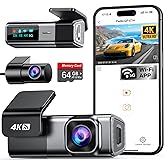 Navycrest 4K Dash Cam Front and Rear with 64GB Card, Built-in 5G WiFi, Dash Camera for Cars 4K Front and 1080P Rear, Dashcams for Cars Loop Recording, Gravity Sensor, 24-Hours Parking Mode