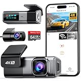 Navycrest 4K Dash Cam Front and Rear with 64GB Card, Built-in 5G WiFi, Dash Camera for Cars 4K Front and 1080P Rear, Dashcams for Cars Loop Recording, Gravity Sensor, 24-Hours Parking Mode