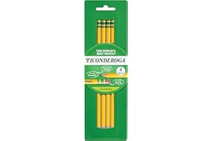 Ticonderoga Wood-Cased Pencils, Pre-Sharpened, 2 HB Soft, Yellow, 4 Count