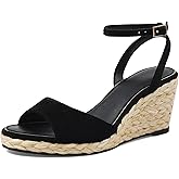 Marc Ford Espadrille Wedge Sandals for Women | Raffia Platform,Ankle Strap,3inch heel wedges,Summer Comfort Sandals,for Beach Vcation Daily Work.