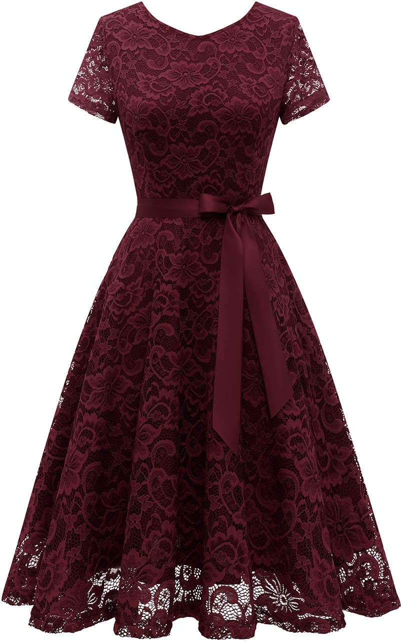 Women Lace Dress Prom Party Swing A-Line Bridesmaid Cocktail Dress