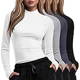 Xaatren 4 Pack Women's Long Sleeve Underscrub Shirt Mock Neck Slim Fit Tops Lightweight Thermal Base Layer Scrubs Undershirts