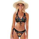 Wajiw Mandala Women Front Tie Bikini Sets, Two Piece Swimsuits for Women, Padded Bathing Suit, X-Small