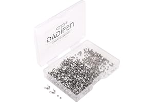 DADIFEN 304 Stainless Steel Crimp Beads 2.0mm and End Caps 3.2x6.3mm Set 200pcs for Jewelry DIY Making and Repairing