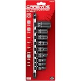 CARBYNE 9-Piece External Torx Plus (E-Torx Plus) Socket Set, EP6 to EP18 | CrV Steel, Manganese Phosphate Finish, 1/4, 3/8 &amp; 1/2 in. Dr. Laser Etched Sizes. w/ Socket Rail. Genuine Licensed Torx Plus