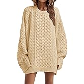 Saodimallsu Womens Oversized Sweaters Chunky Cable Knit Crewneck Long Sleeve Loose Tunic Sweater Tops